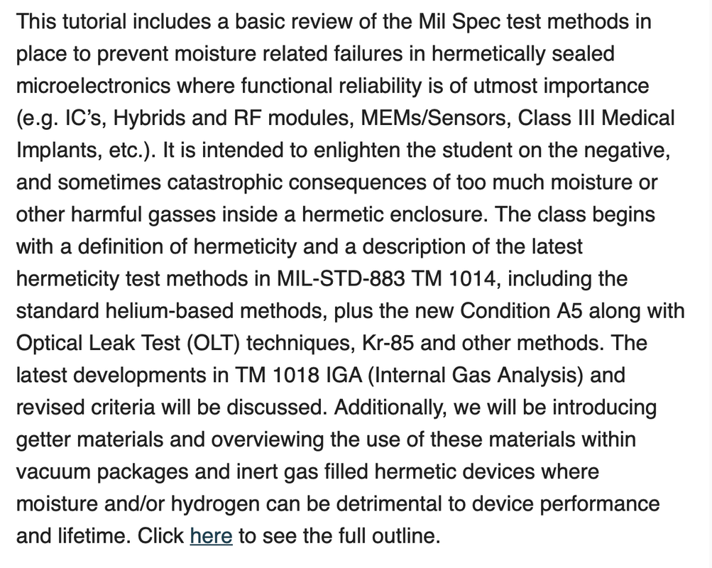 Hermeticity of microelectronic packages